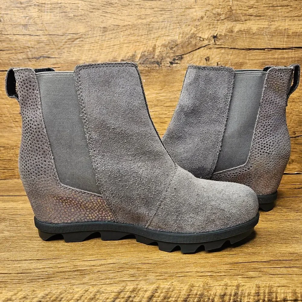 Sorel Evie Grey Wedge Ankle Bootie Slip on Bootie boot size 3 Youth